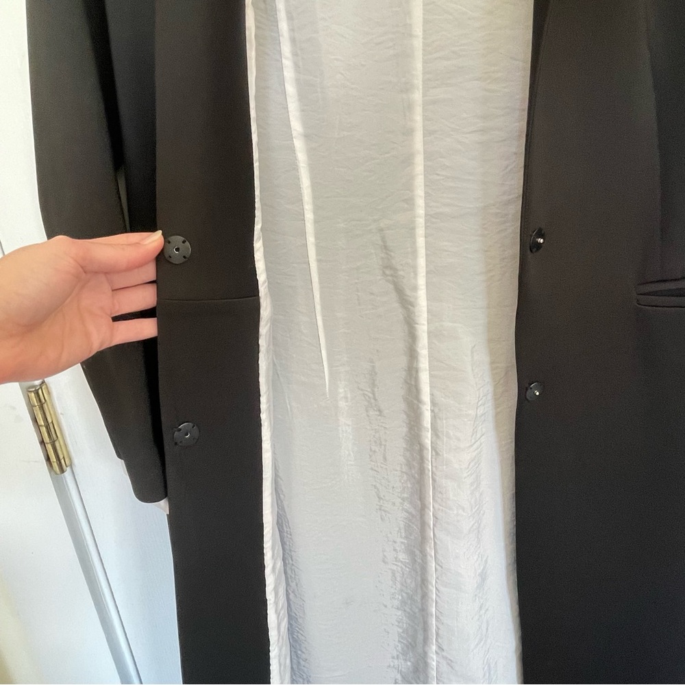 One of a kind, custom made white silk lined blazer trench - Picture 15 of 15